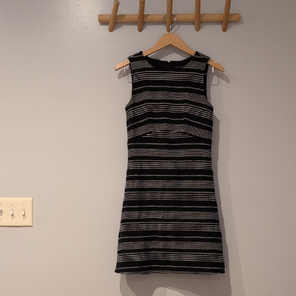 Ann Taylor Black & White Textured Cocktail Style Dress